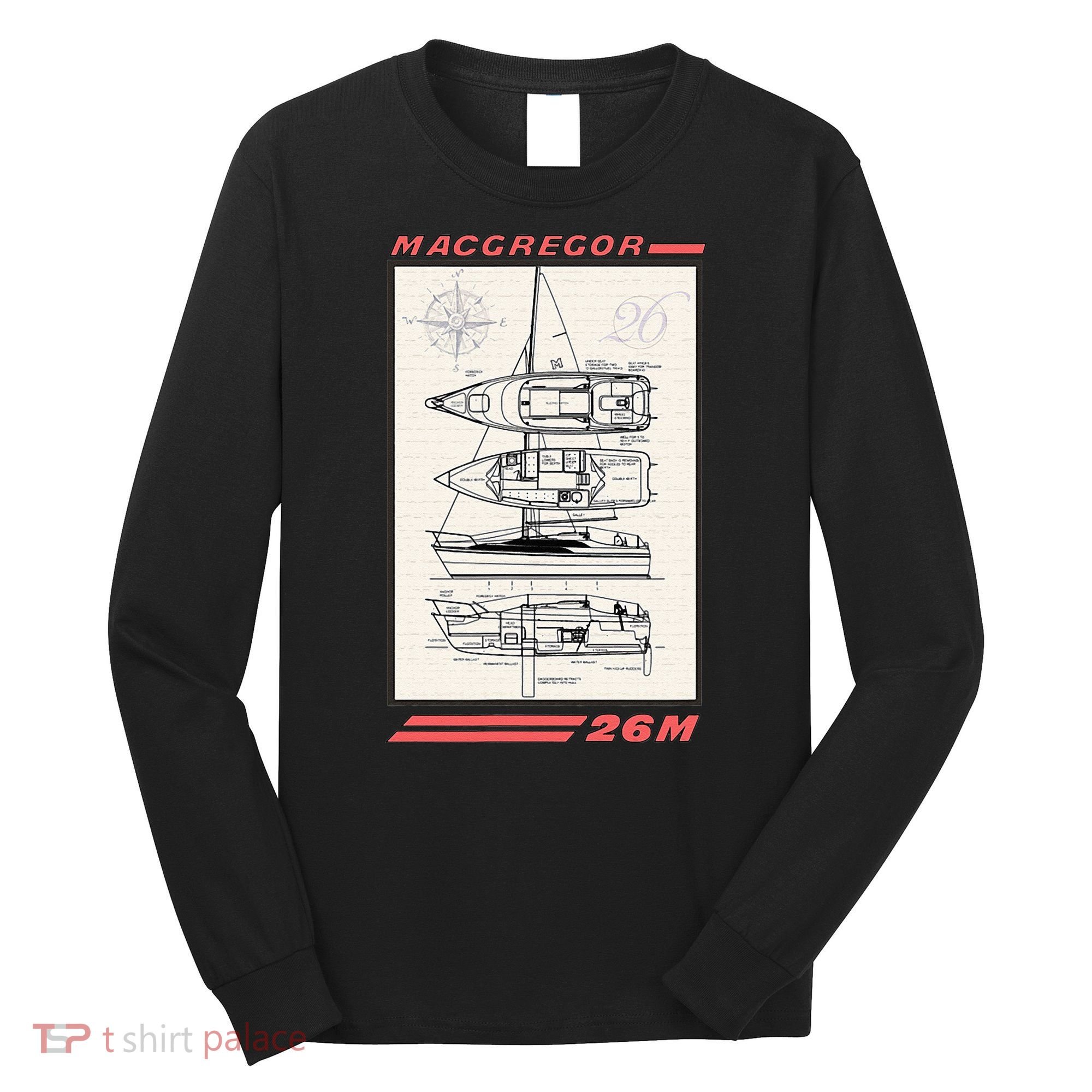 MacGregor 26M Sailboat Line Drawing Long Sleeve Shirt
