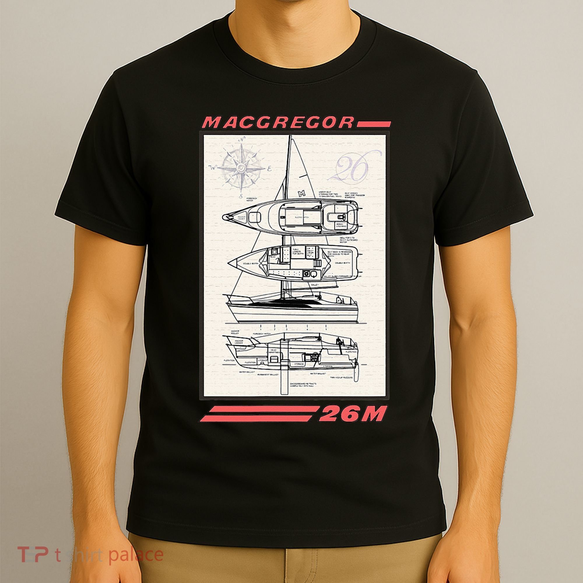 MacGregor 26M Sailboat Line Drawing T-Shirt