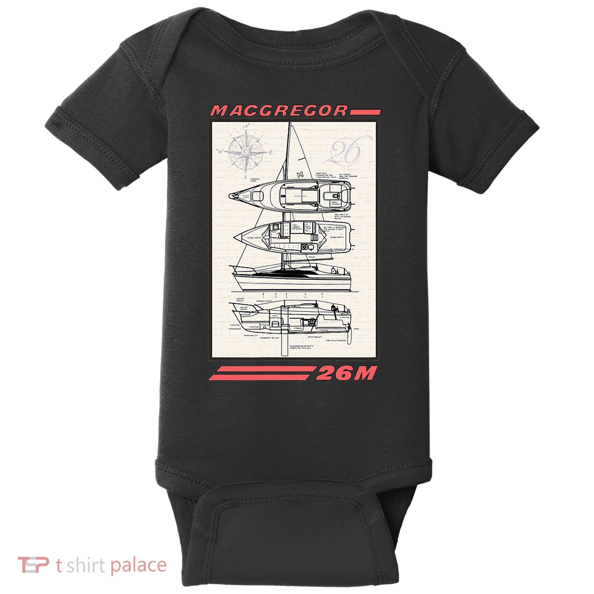 MacGregor 26M Sailboat Line Drawing Baby Bodysuit