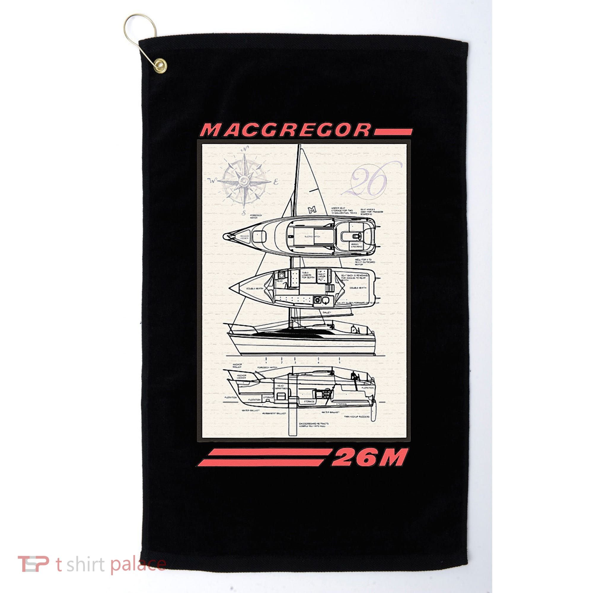 MacGregor 26M Sailboat Line Drawing Golf Towel