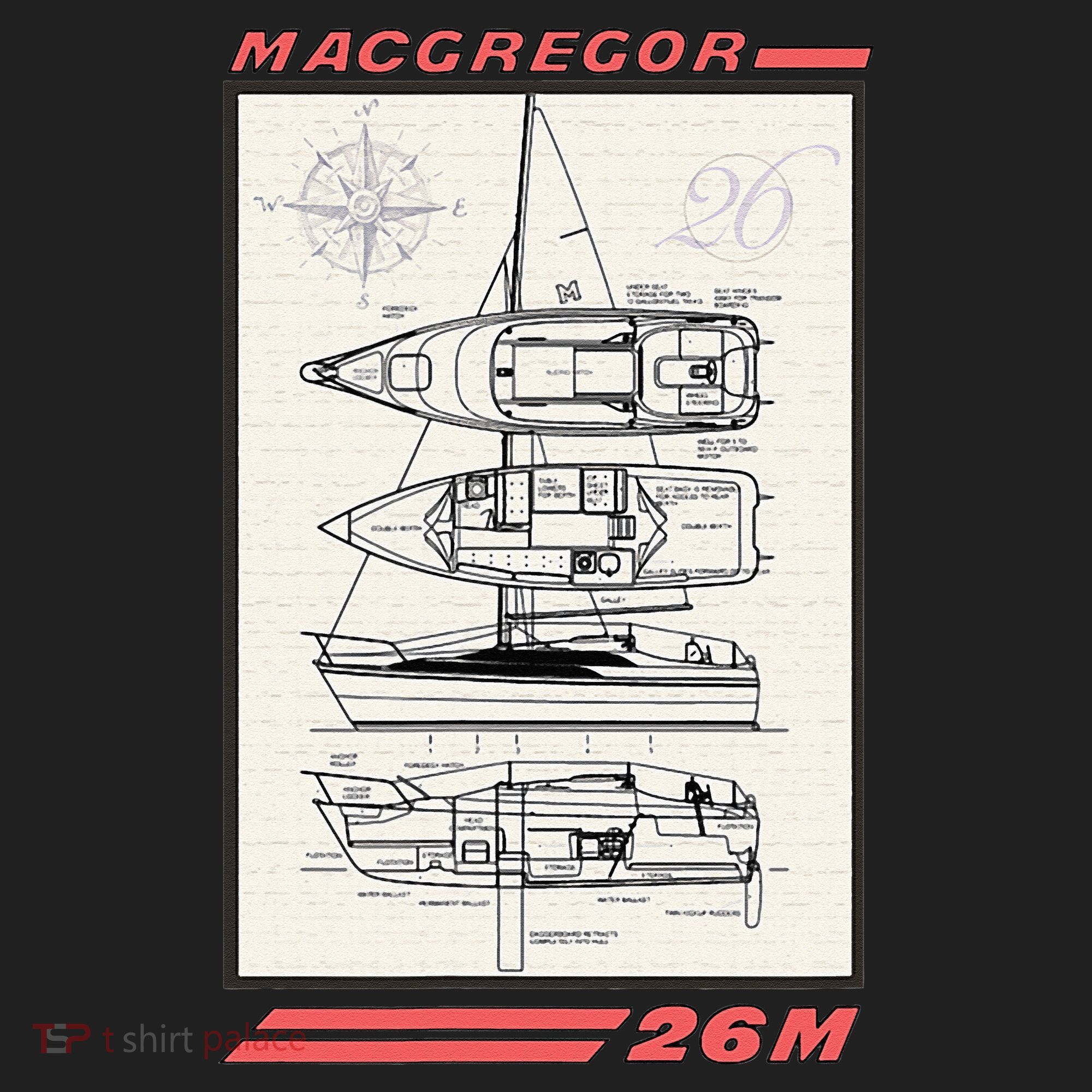 MacGregor 26M Sailboat Line Drawing Golf Towel