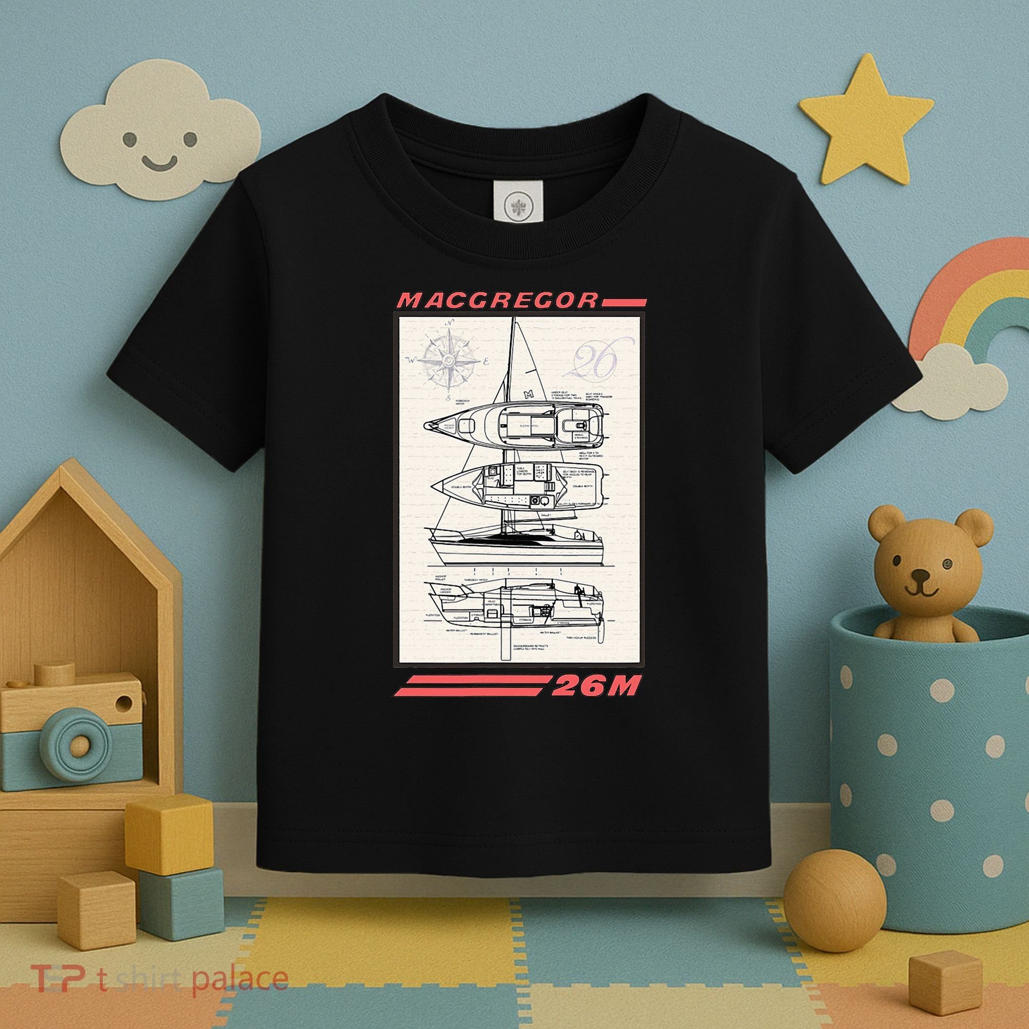 MacGregor 26M Sailboat Line Drawing Toddler T-Shirt