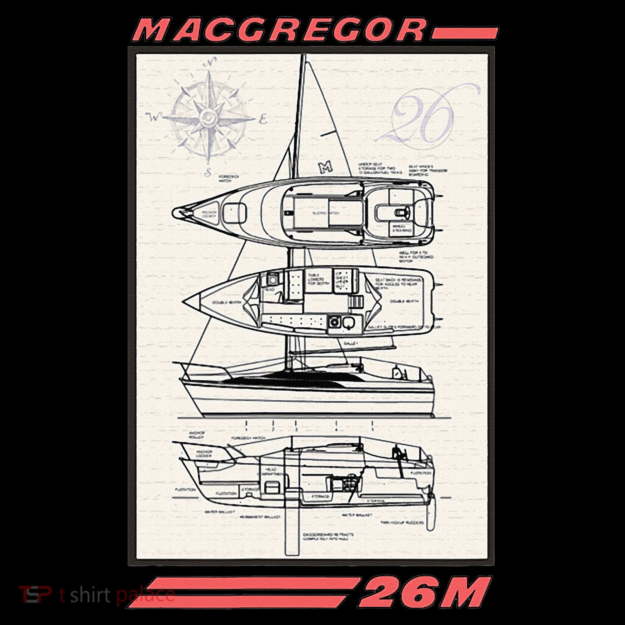 MacGregor 26M Sailboat Line Drawing Women's Long Sleeve Shirt