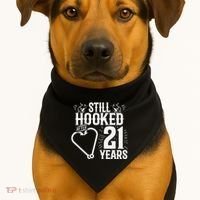 Married 21 Years Fishing Couple 21st Wedding Anniversary USA-Made Doggie Bandana thumb 1