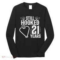 Married 21 Years Fishing Couple 21st Wedding Anniversary Long Sleeve Shirt thumb 0