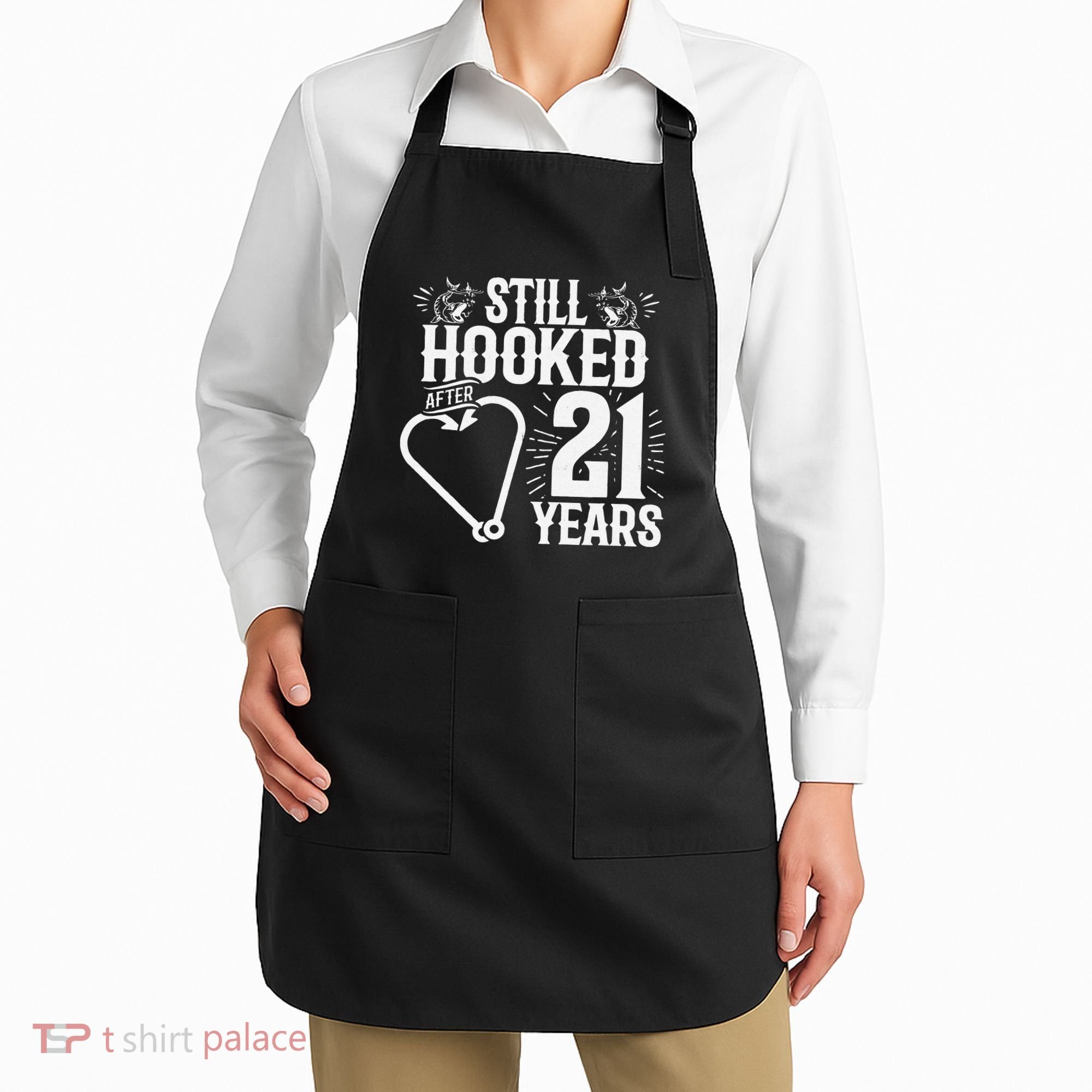 Married 21 Years Fishing Couple 21st Wedding Anniversary Apron