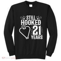 Married 21 Years Fishing Couple 21st Wedding Anniversary Sweatshirt thumb 0