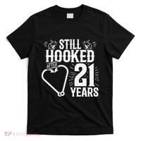 Married 21 Years Fishing Couple 21st Wedding Anniversary T-Shirt thumb 0