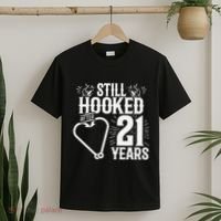 Married 21 Years Fishing Couple 21st Wedding Anniversary T-Shirt thumb 2