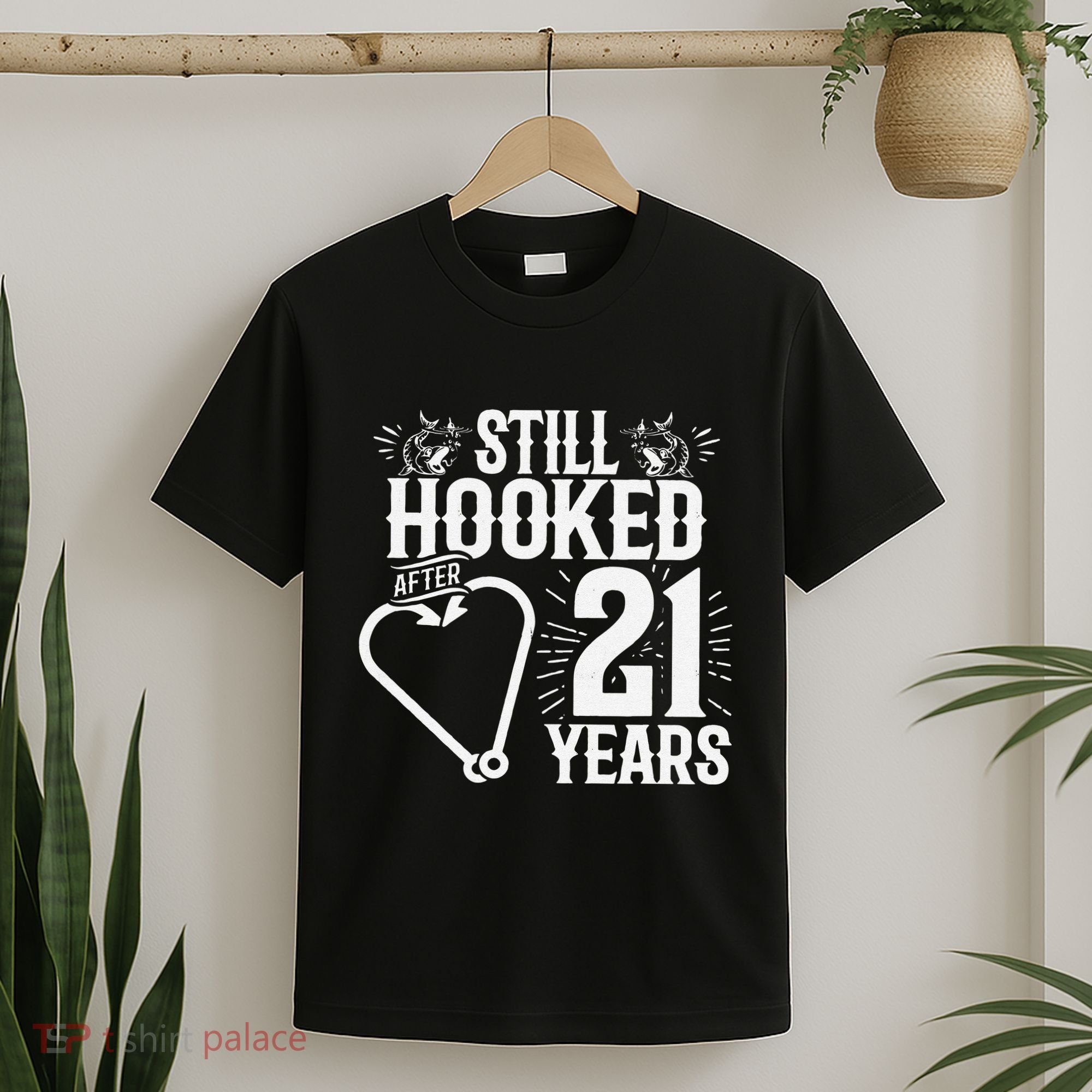 Married 21 Years Fishing Couple 21st Wedding Anniversary T-Shirt