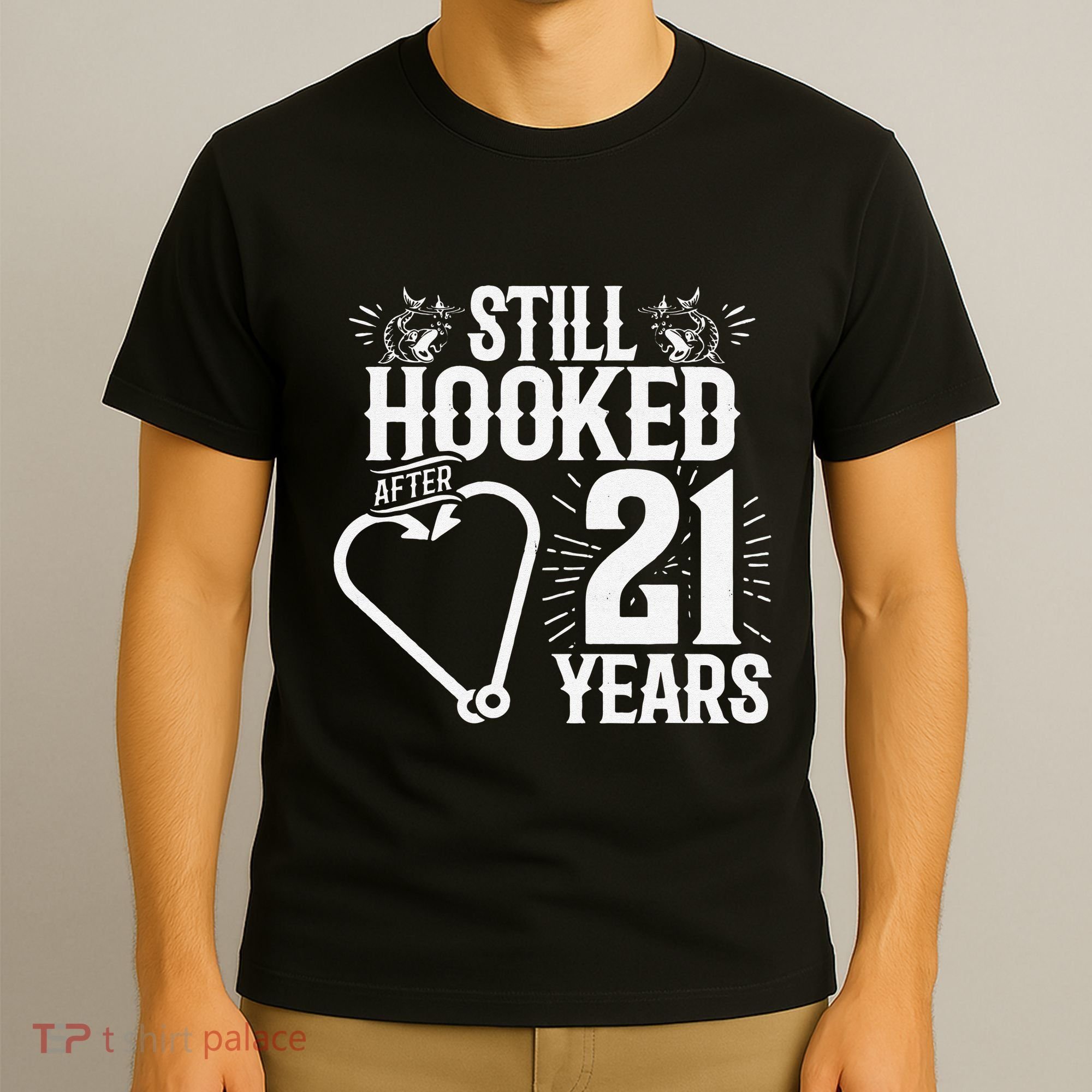 Married 21 Years Fishing Couple 21st Wedding Anniversary T-Shirt