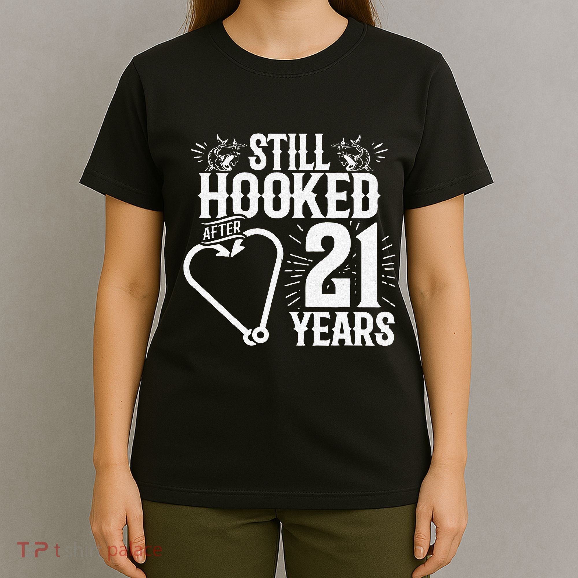 Married 21 Years Fishing Couple 21st Wedding Anniversary T-Shirt