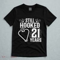 Married 21 Years Fishing Couple 21st Wedding Anniversary T-Shirt thumb 5