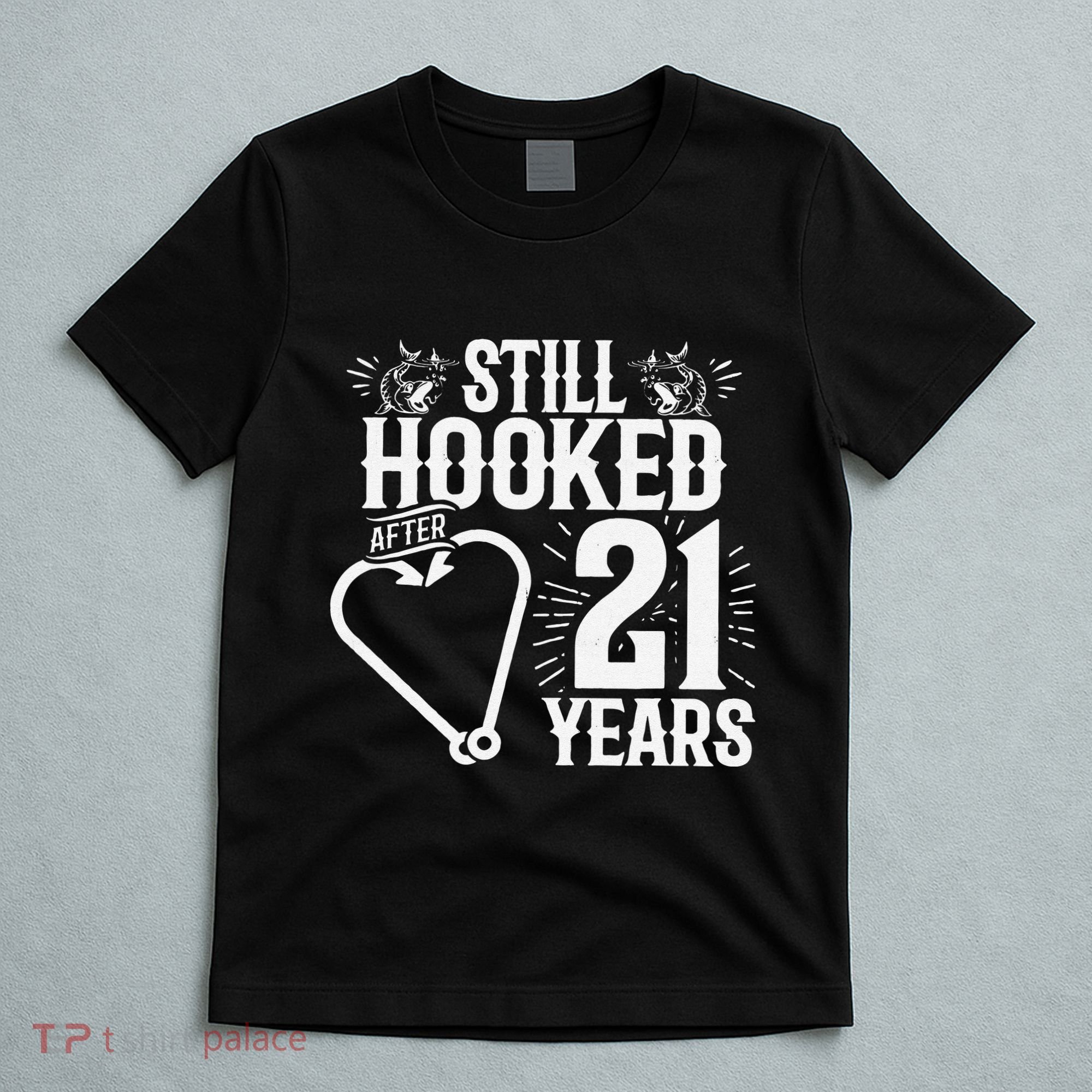 Married 21 Years Fishing Couple 21st Wedding Anniversary T-Shirt