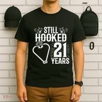 Married 21 Years Fishing Couple 21st Wedding Anniversary T-Shirt thumb 6