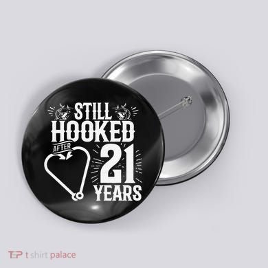 Married 21 Years Fishing Couple 21st Wedding Anniversary Button