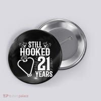 Married 21 Years Fishing Couple 21st Wedding Anniversary Button thumb 0