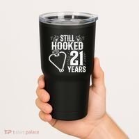 Married 21 Years Fishing Couple 21st Wedding Anniversary Tumbler thumb 2
