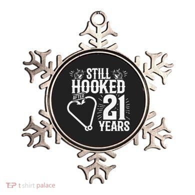 Married 21 Years Fishing Couple 21st Wedding Anniversary Ornament