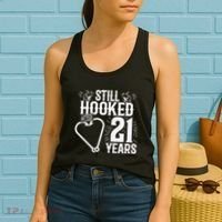 Married 21 Years Fishing Couple 21st Wedding Anniversary Women's Tank Top thumb 2