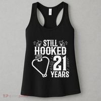Married 21 Years Fishing Couple 21st Wedding Anniversary Women's Tank Top thumb 3