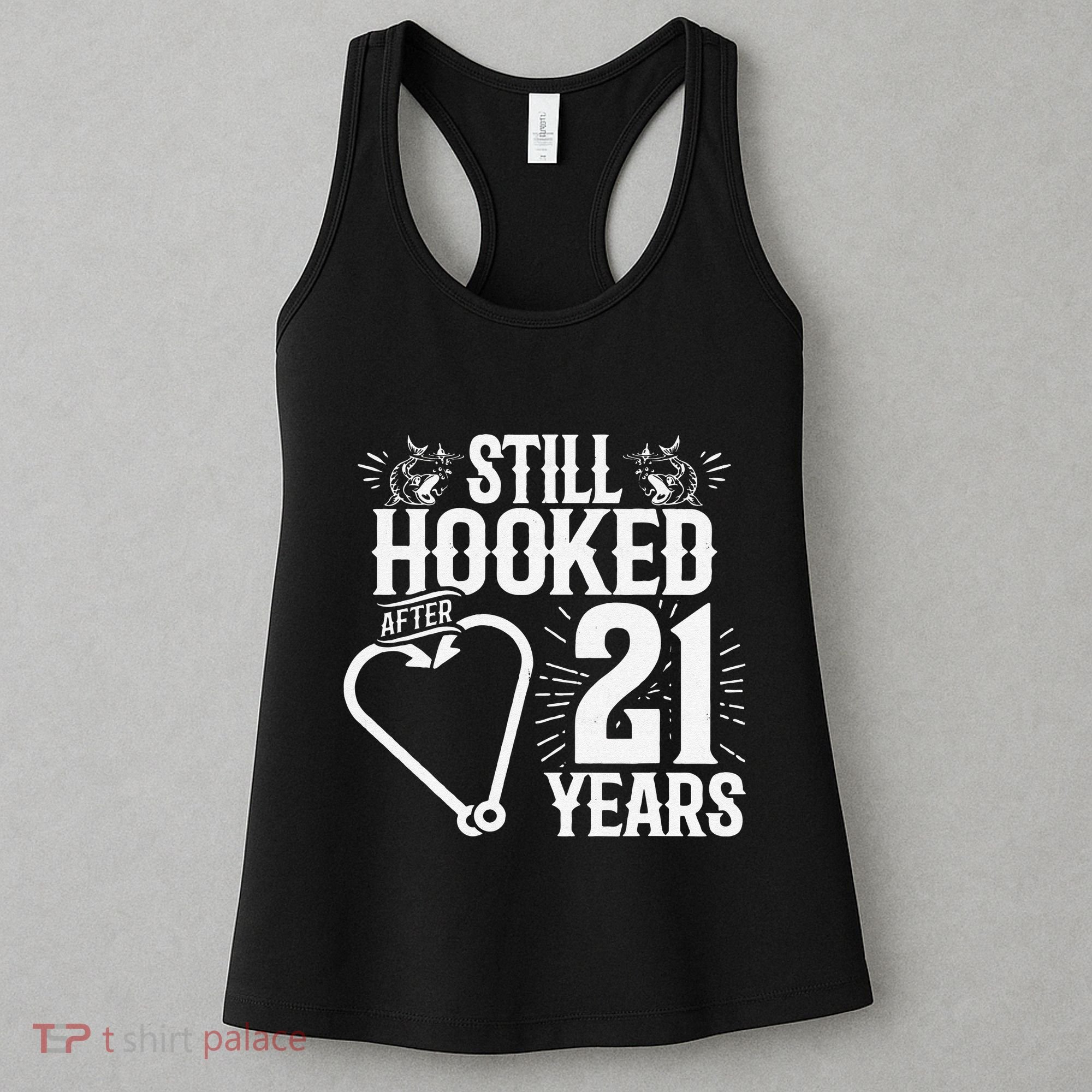 Married 21 Years Fishing Couple 21st Wedding Anniversary Women's Tank Top