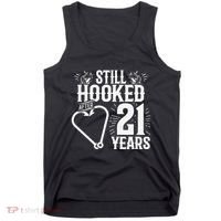 Married 21 Years Fishing Couple 21st Wedding Anniversary Tank Top thumb 0