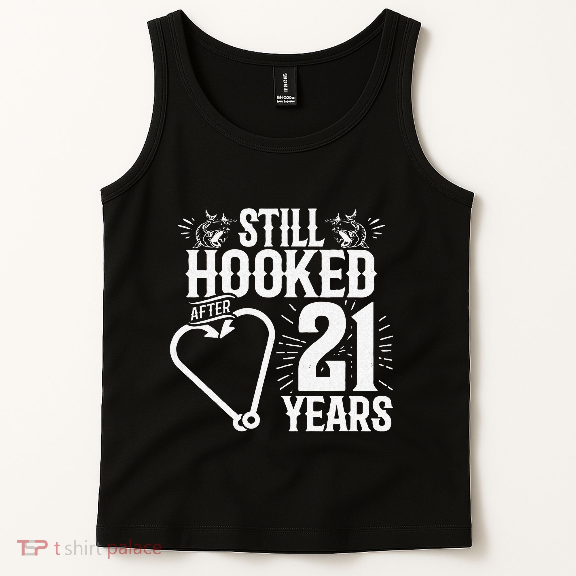 Married 21 Years Fishing Couple 21st Wedding Anniversary Tank Top