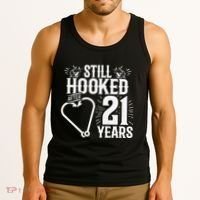 Married 21 Years Fishing Couple 21st Wedding Anniversary Tank Top thumb 3