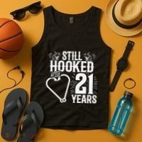 Married 21 Years Fishing Couple 21st Wedding Anniversary Tank Top thumb 4