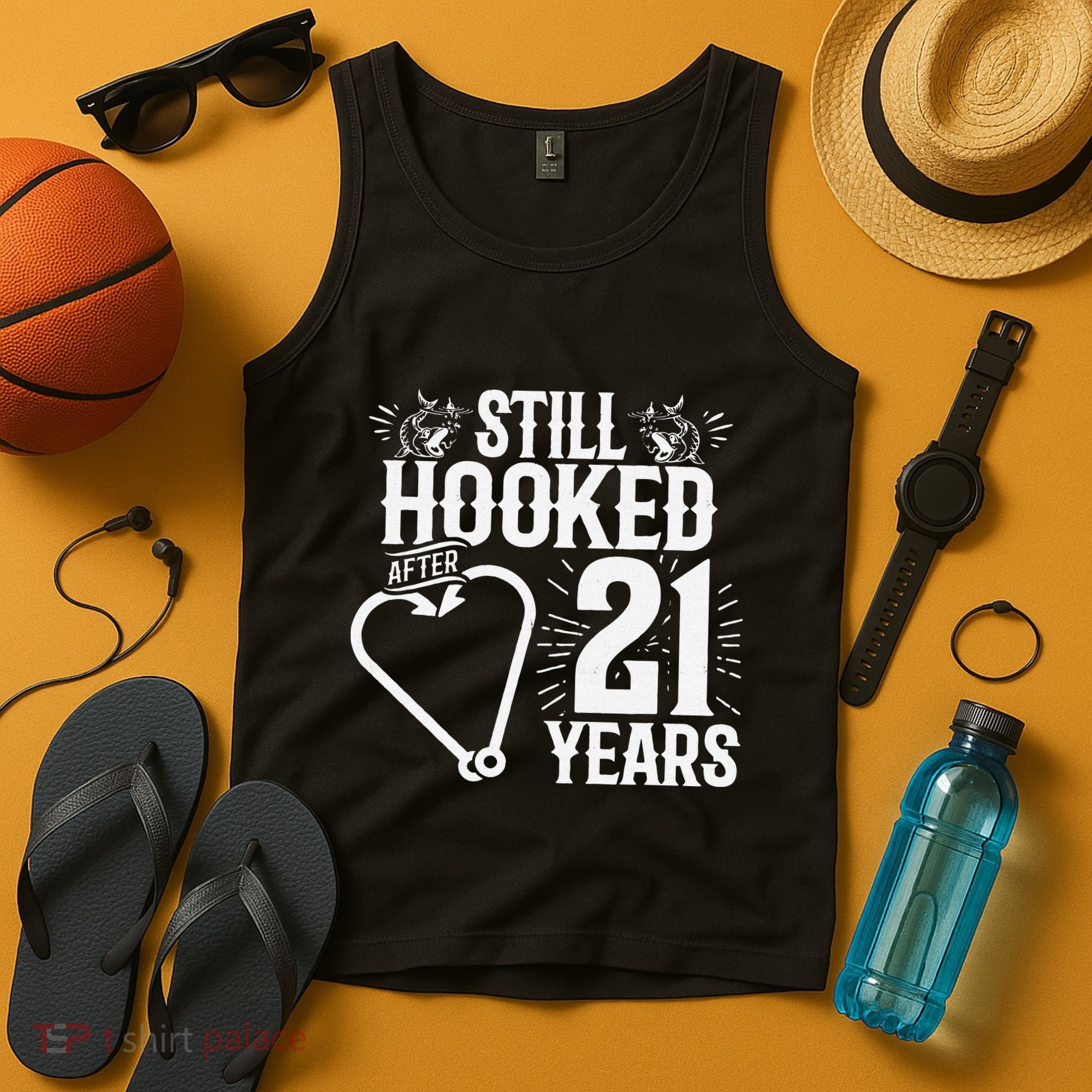 Married 21 Years Fishing Couple 21st Wedding Anniversary Tank Top