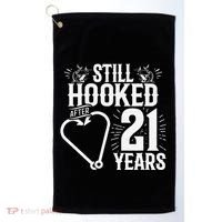 Married 21 Years Fishing Couple 21st Wedding Anniversary Golf Towel thumb 0