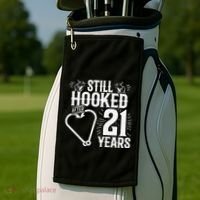 Married 21 Years Fishing Couple 21st Wedding Anniversary Golf Towel thumb 2