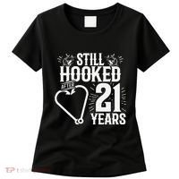 Married 21 Years Fishing Couple 21st Wedding Anniversary Women's T-Shirt thumb 0