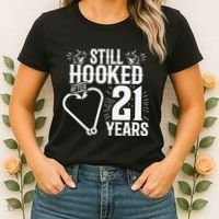 Married 21 Years Fishing Couple 21st Wedding Anniversary Women's T-Shirt thumb 2