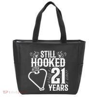 Married 21 Years Fishing Couple 21st Wedding Anniversary Tote Bag thumb 0