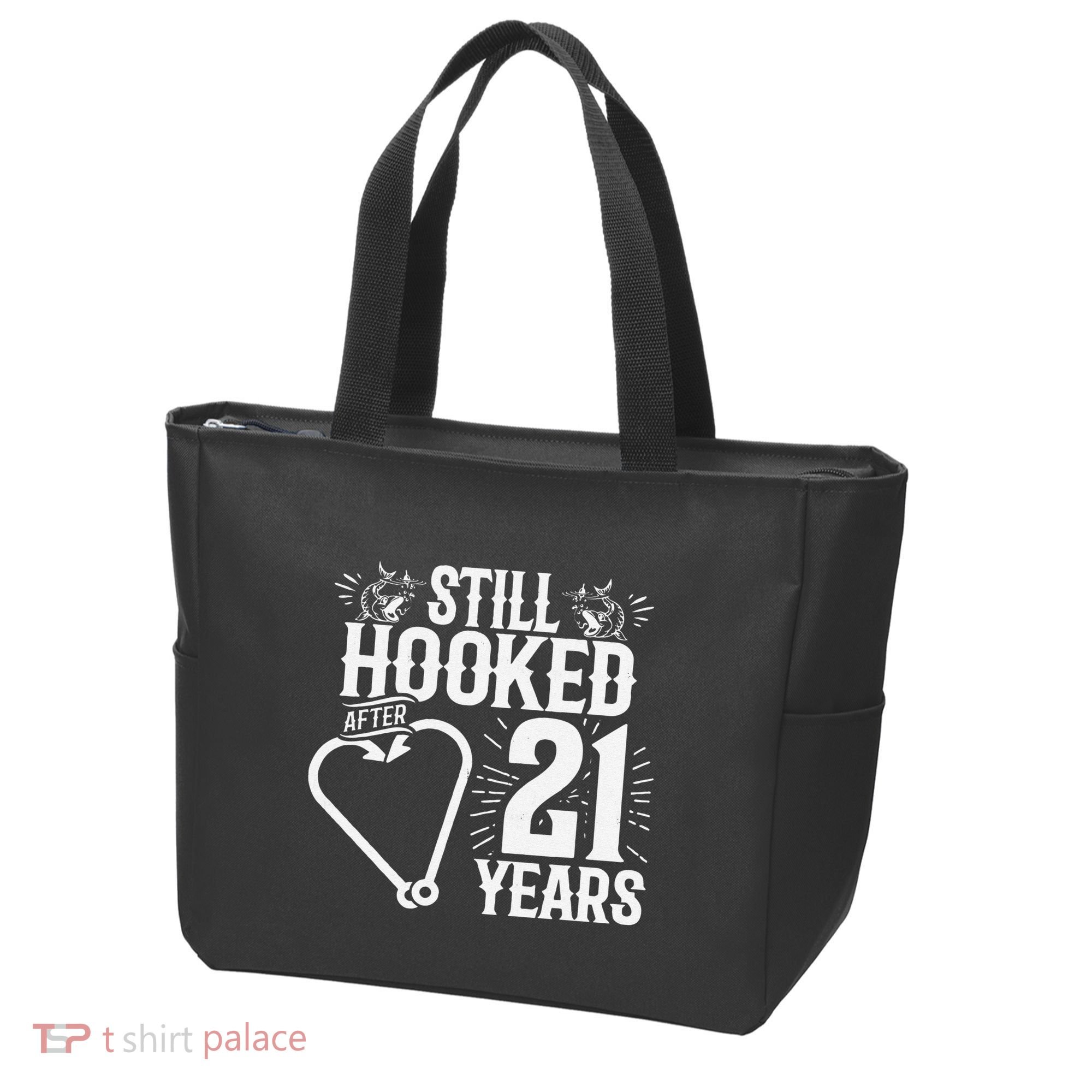 Married 21 Years Fishing Couple 21st Wedding Anniversary Tote Bag