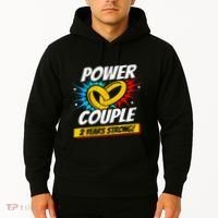 Married 2 Years Power Couple 2nd Wedding Anniversary Hoodie thumb 2