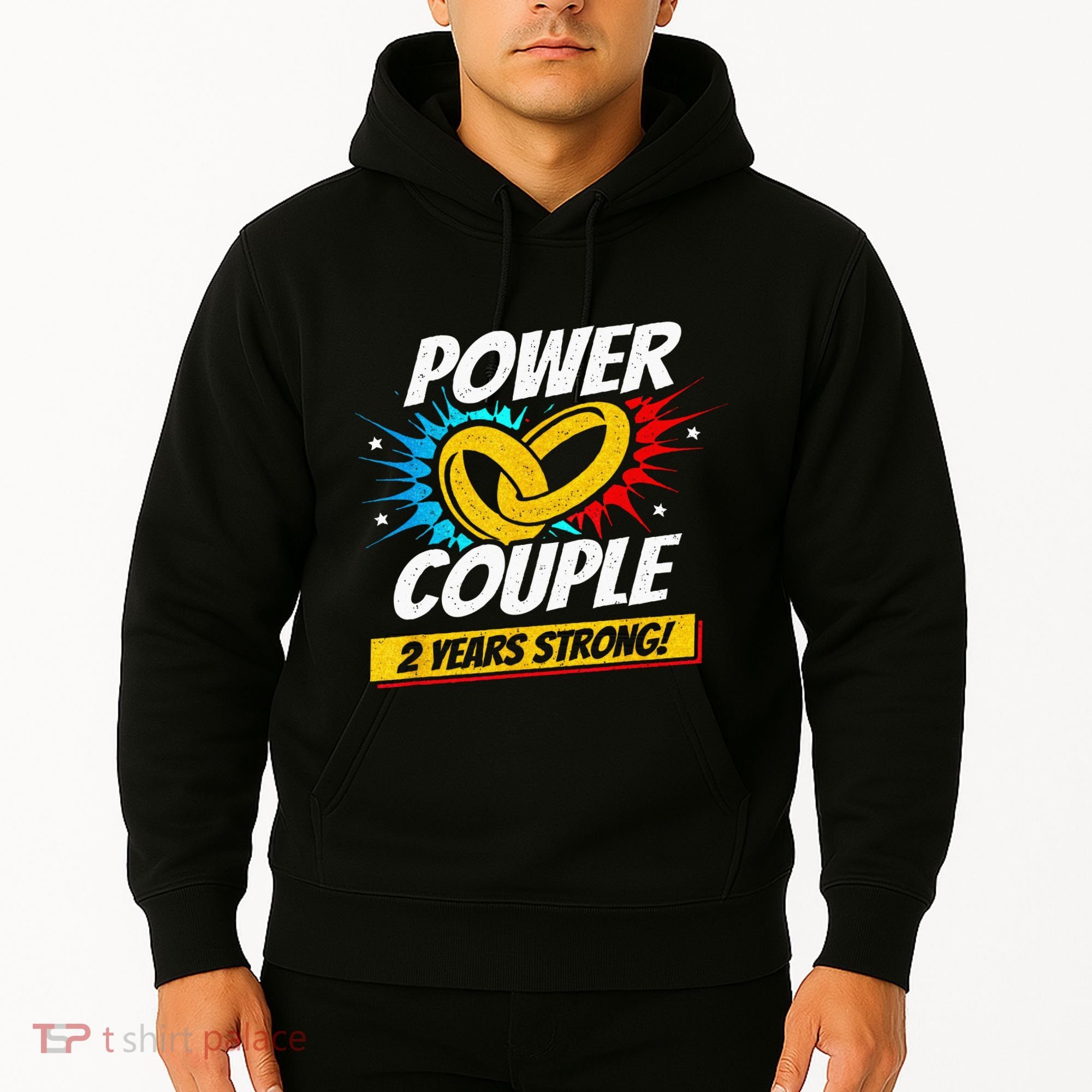 Married 2 Years Power Couple 2nd Wedding Anniversary Hoodie