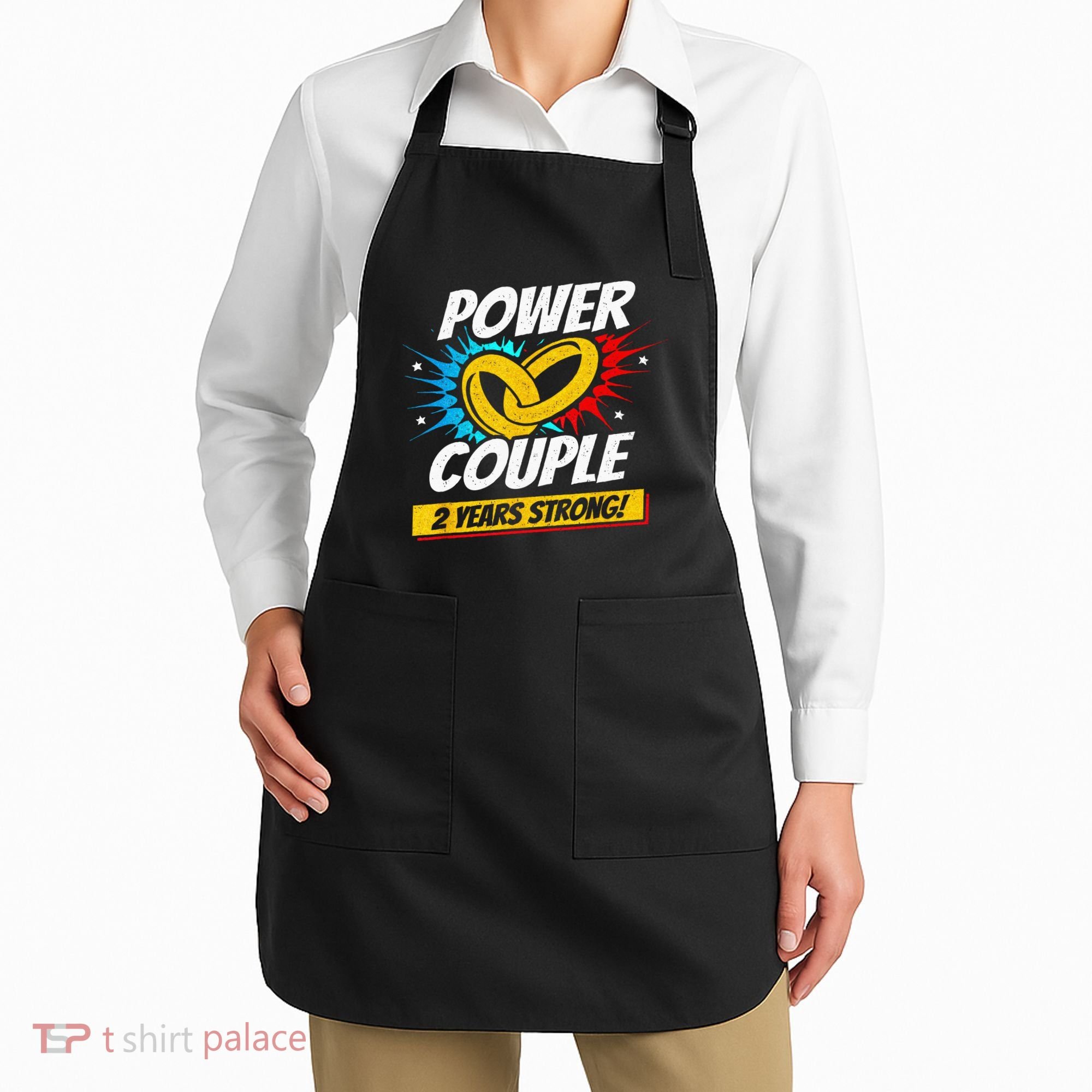 Married 2 Years Power Couple 2nd Wedding Anniversary Apron