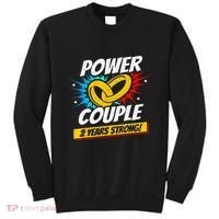 Married 2 Years Power Couple 2nd Wedding Anniversary Sweatshirt thumb 0