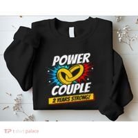 Married 2 Years Power Couple 2nd Wedding Anniversary Sweatshirt thumb 2