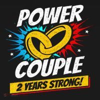 Married 2 Years Power Couple 2nd Wedding Anniversary Sweatshirt thumb 3