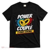 Married 2 Years Power Couple 2nd Wedding Anniversary T-Shirt thumb 0