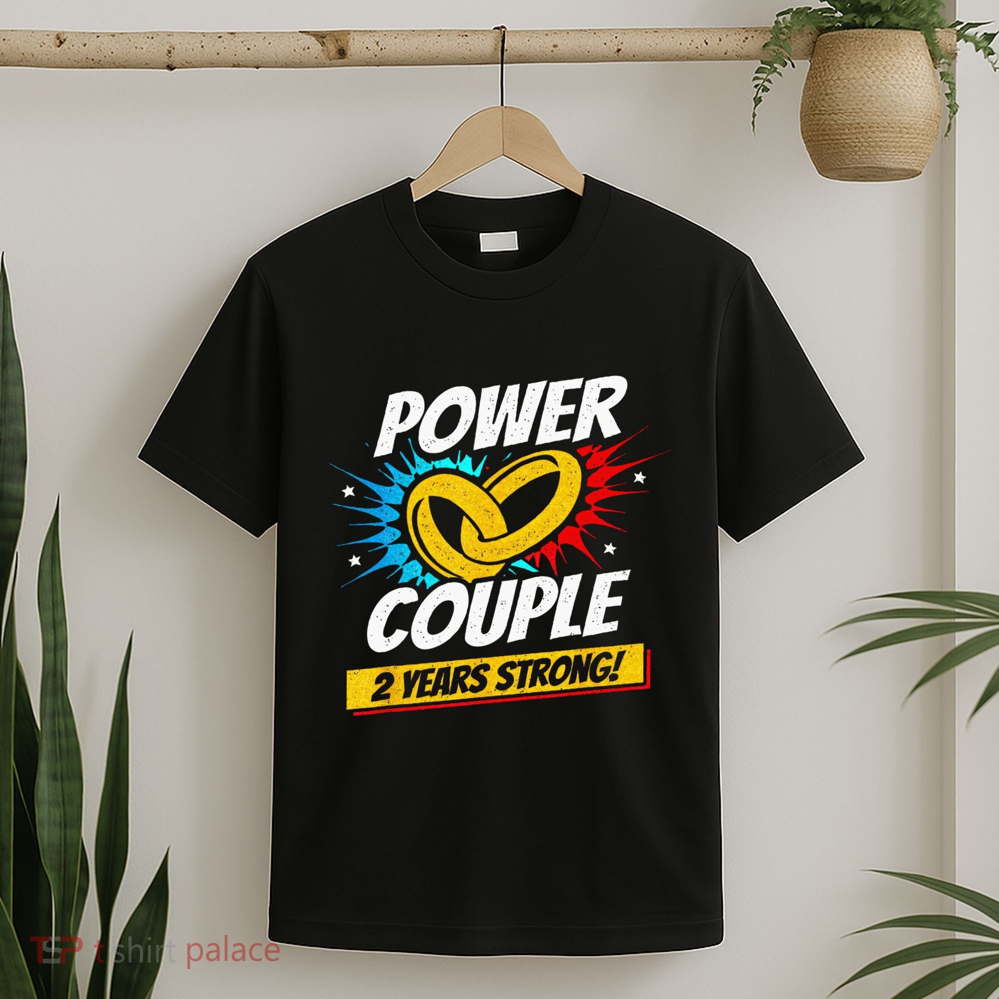 Married 2 Years Power Couple 2nd Wedding Anniversary T-Shirt