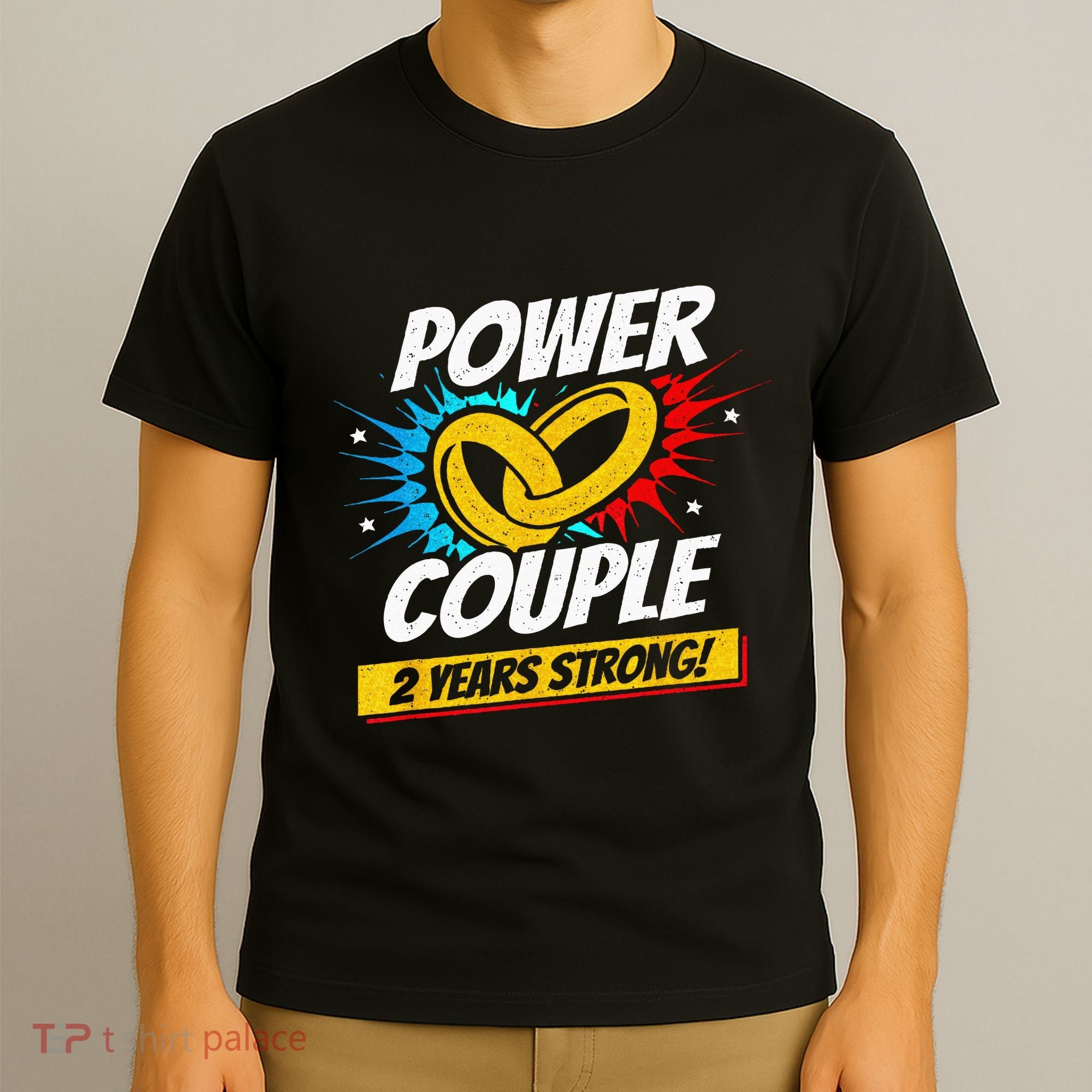 Married 2 Years Power Couple 2nd Wedding Anniversary T-Shirt
