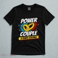 Married 2 Years Power Couple 2nd Wedding Anniversary T-Shirt thumb 5