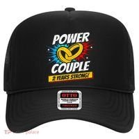 Married 2 Years Power Couple 2nd Wedding Anniversary Hat thumb 0