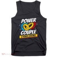 Married 2 Years Power Couple 2nd Wedding Anniversary Tank Top thumb 0