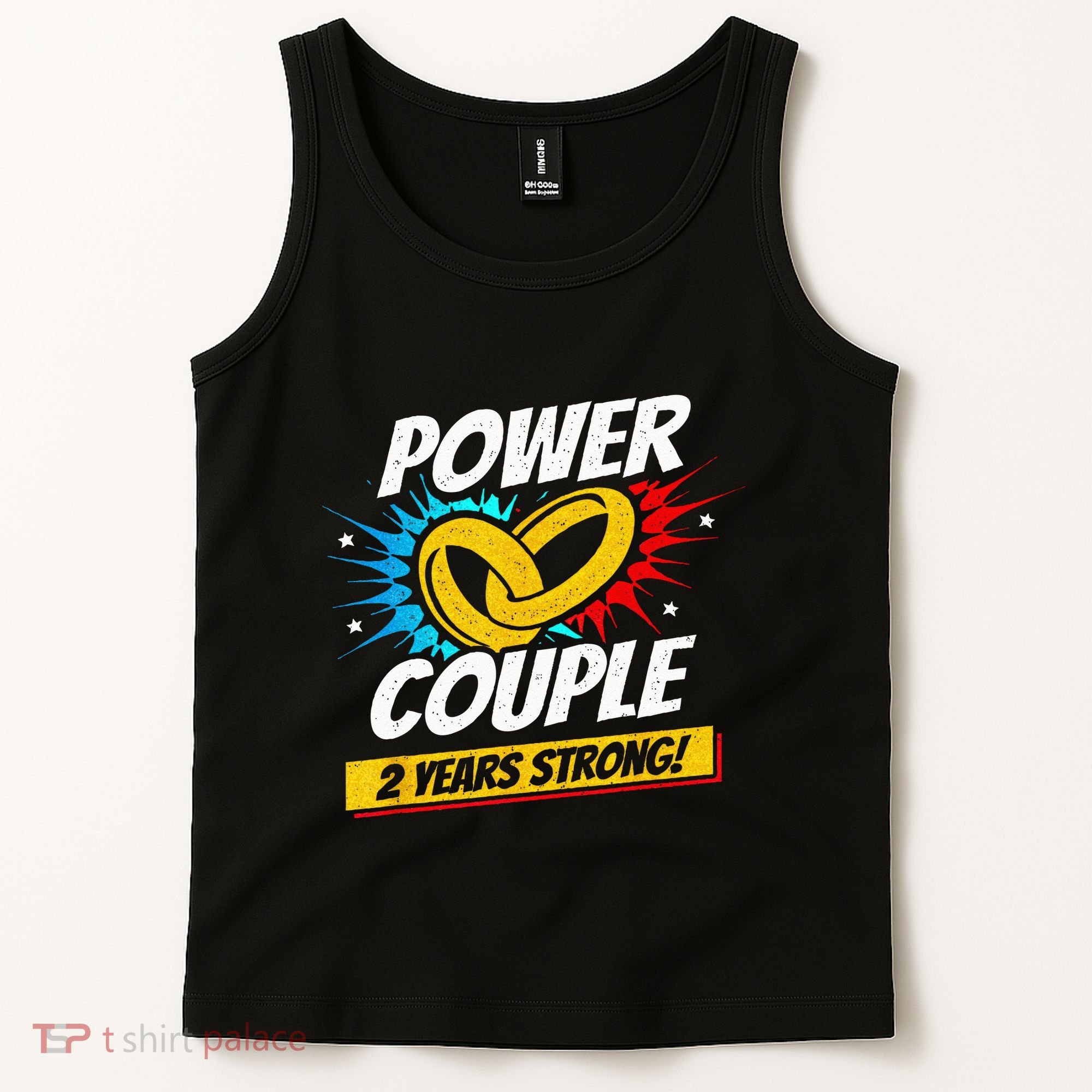 Married 2 Years Power Couple 2nd Wedding Anniversary Tank Top